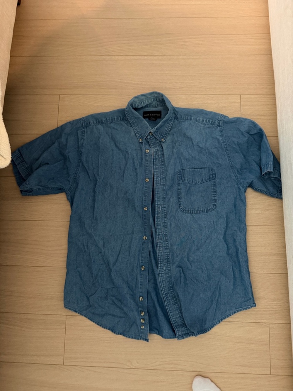 croft & barrow Short-Sleeve Denim Button-Down Shirt - Blue